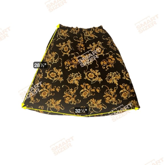 Connections Related Black Gold Baroque Print Midi Skirt. Women's Elastic Waist - Picture 4 of 5